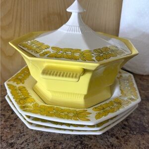 Independence Ironstone Daffodil Yellow Dinnerware by Interpace Covered Casserole